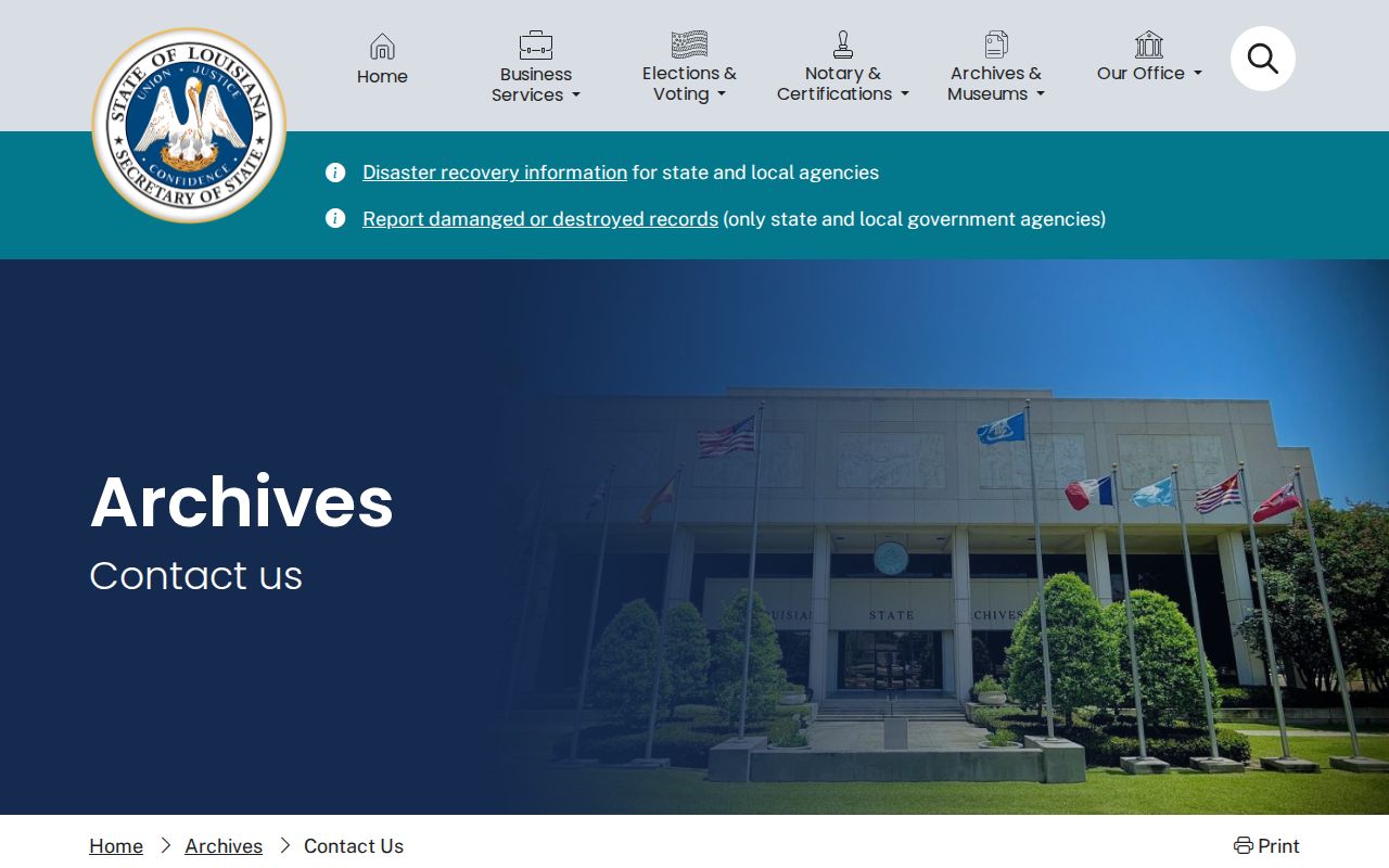 Louisiana State Archives contact route for older Evangeline Parish booking records